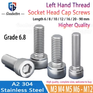 M3 - M12 Left Hand Thread Socket Head Cap Screws Bolts Stainless Steel A2 304 - Picture 1 of 8