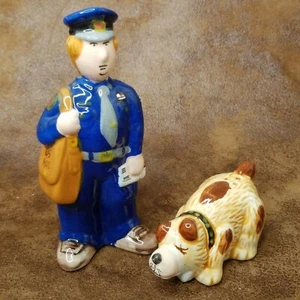 Fitz and Floyd OCI Omnibus Postbote Hund Salz & Pfefferstreuer Set Postbote - Bild 1 von 6