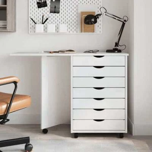 Rollschrank mit Schreibtisch MOSS Weiß Massivholz Kiefer - Bild 1 von 11