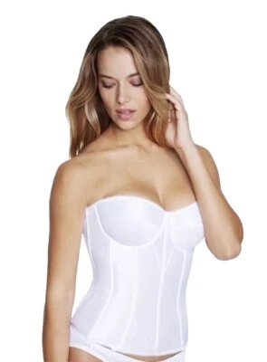 NEW Dominique Juliette Corset Bustier Longline Bra 8950 White Satin 42D 42 D NWT - Image 1 of 4