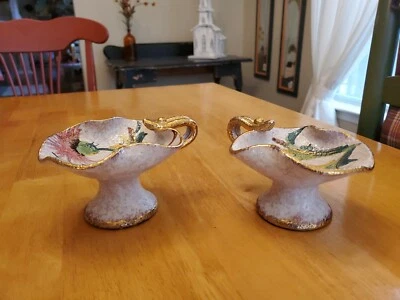 Пара камерных подсвечников Deruta Italy 3,5 дюйма x 5,5 дюйма x 4 дюйма B282F ручная работа/роспись - Изображение 1 из 4