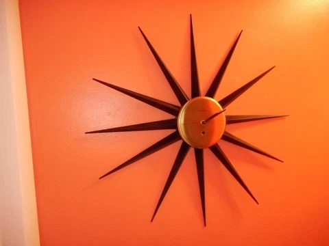 Vintage Mid Century Modern Starburst Sunburst Wall Clock 1960's Westclox Cover