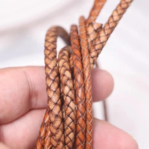1M 3/4/5/6mm Round Genuine Leather Rope DIY Handmade Cowhide Leather Rope Craft - Picture 1 of 15