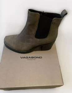 Vagabond UK 6/39 Dark Grey Leather Nubuck Chelsea Boots Block Heel VGC - Picture 1 of 14