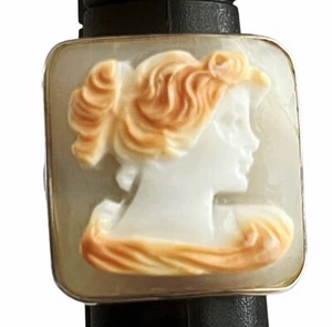 Amedeo NYC  Sterling Silver Hand Carved Square Cameo Boho Statement Ring 6 - Picture 1 of 9