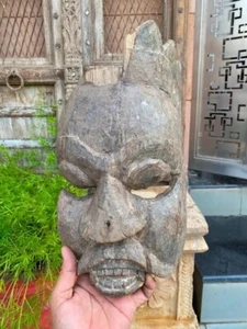 1700's Rare Antique Wooden Hand Carved Tribal Man Head Mask Sculpture Figure - Picture 1 of 10