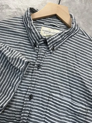 Camisa Denim Supply Ralph Lauren Abotonada Hombre Grande Gris Rayas Manga Corta Foto 1 de 4