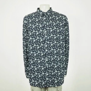 Camisa Indochino Abotonada Para Hombres 2XL XXL Kettleby Floral Azul Marino Informal Algodón - Imagen 1 de 6
