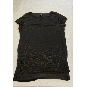 Travelers by Chico's Shirt Womens XL Black Burnout Tunic Short Sleeve Stretch - Picture 1 of 12