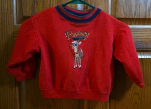 Vintage Rudolph rotes Kinder Sweatshirt bestickt Rentier 1999 Größe 3T - Bild 1 von 2