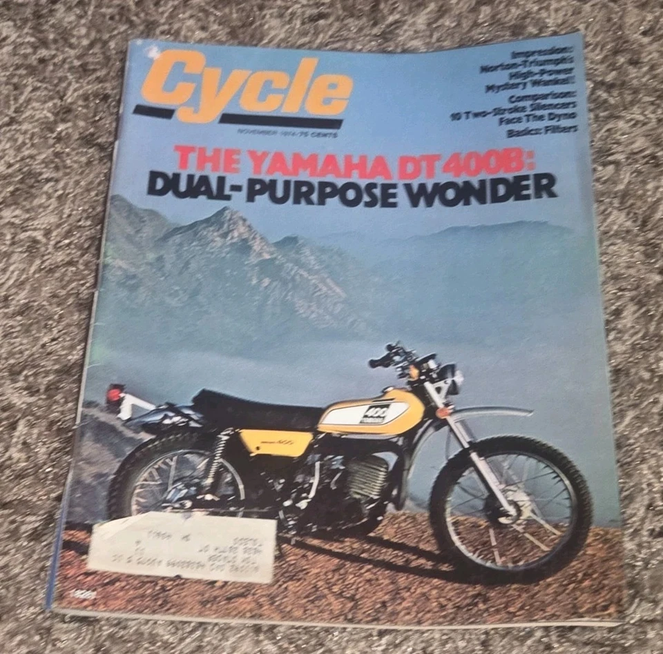 November 1974 Cycle Magazine Yamaha DT400B Ossa Phantom MX Big Honda Foldout Foto 1 de 1