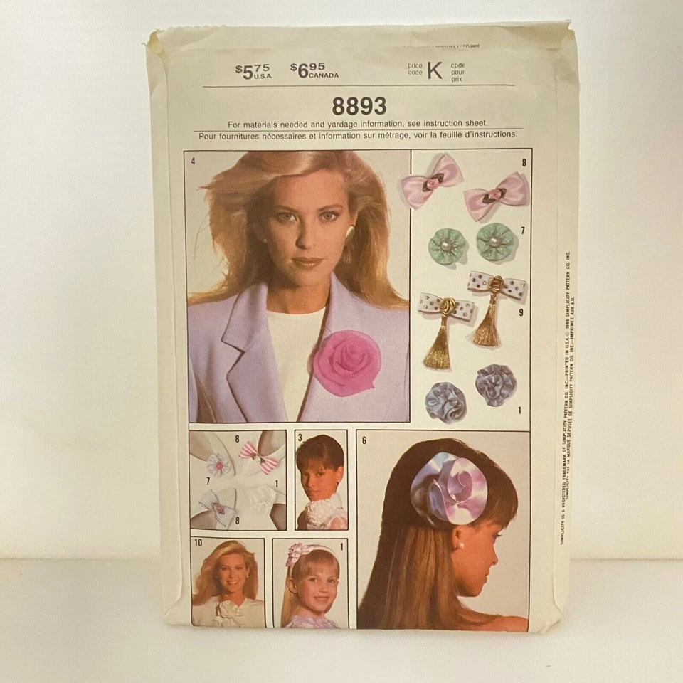 Simplicity 8524 Hair Accessories Pattern Scrunchie - 12 Styles
