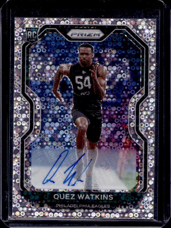 2020 Prizm Quez Watkins No Huddle Prizm Rookie Auto RC #344 Eagles
