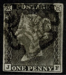 1840 1d Grey-Black SG3 Pl 1a JF Black MX Very Worn Impression VGU Cat. £1,100.00 - Picture 1 of 1