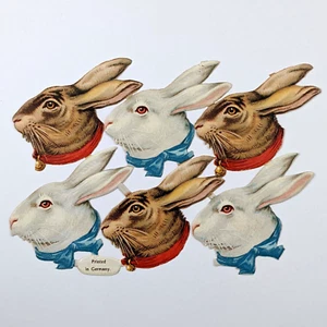 Die Cut Scrap Bunny Rabbit Heads Sheet Of 6 Germany - Picture 1 of 9