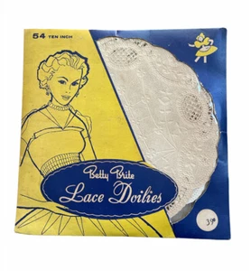 1950s BETTY BRITE Lace Doilies 10” Hostess Pack 53 Pcs. Original Packaging - Picture 1 of 5