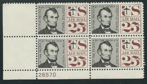 Scott # C-59...25 Cent.. Lincoln... Air Mail...Plate Block - Picture 1 of 1