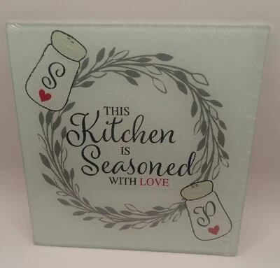 Cooking Concepts Glass Cuttingboard/Trivet  This Kitchen Is Seasoned With Love  - Image 1 of 4