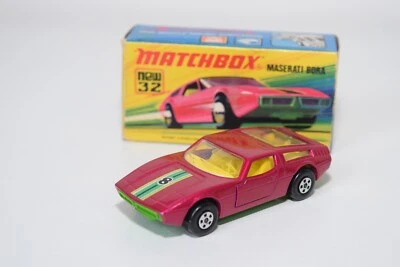 A94 1:64 3 INCH MATCHBOX SUPERFAST 32 MASERATI BORA ROSA METALLIZZATO NUOVO C... - Immagine 1 di 4