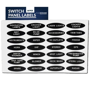 Etiquetas de panel de interruptor de barco Five Oceans, 28 piezas por hoja - FO3929 - Imagen 1 de 5