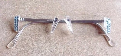 !! GAFAS DE LECTURA AGUAMARINA CRISTAL AGUAMARINA LECTORES BRAZOS PLATEADOS 1.25!! Foto 1 de 2