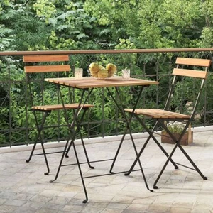 Folding Bistro Table 21.7"x21.3"x28" Solid Wood Teak and Steel - Picture 1 of 7