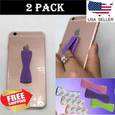 2-Pack Phone Finger Grip Elastic Band Holder Selfie Strap For iPhone Samsung LG - Image 1 of 2