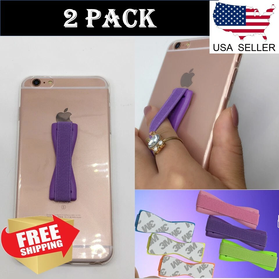 2-Pack Phone Finger Grip Elastic Band Holder Selfie Strap For iPhone Samsung LG - Image 1 of 2