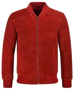 Lambskin Jacket wear Pure Handmade Men Soft Suede Red Genuine Stylish Biker Fit - Picture 1 of 7