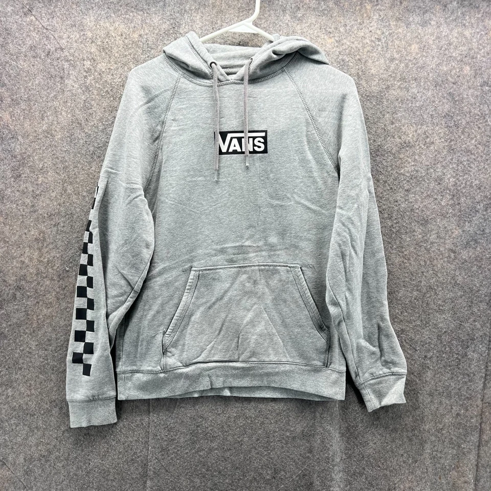 Suéter Vans Mujer Pequeño Gris Negro Pullover con Capucha Versa Polar Caja Logo Patín Foto 1 de 4