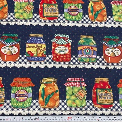 Sharon Kessler 1993 vintage para frascos de conservas Concord tela de algodón azul marino 2 yardas Foto 1 de 3