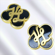 Karl Lagerfeld Monogram Earrings Authentic Clip-on Enameled Gold Plated Vintage
