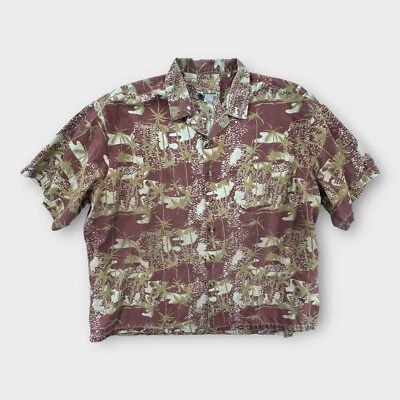 Винтажная мужская гавайская рубашка Kona Coast 2X с красными цветочными пальмами - Изображение 1 из 4