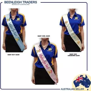 MUM TO BE SASH Available In - Blue, Pink or Yellow Baby Shower Brand New - Imagen 1 de 22