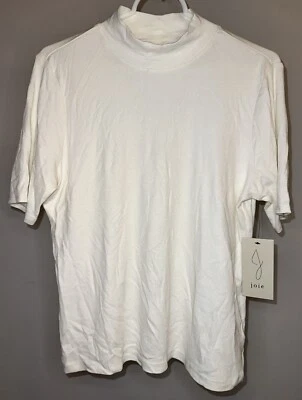 Joie White Cream Mock Neck Ribbed T-Shirt - Size XL - Image 1 of 3