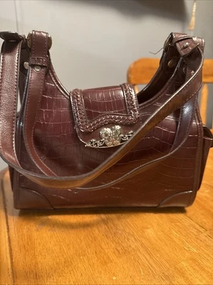 Bolso de hombro ajustable Bueno Borgoña imitación cuero plata mariposa Foto 1 de 4