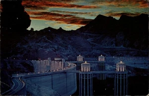 Hoover Dam,NV Night Scene 1969 Nevada Postcard - Picture 1 of 2