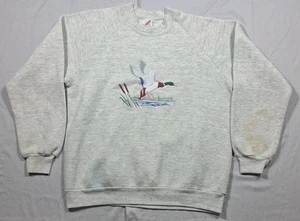 VTG Jerzees Duck Green Head Hunting Nature Crewneck Sweatshirt Sz Large USA Made - Picture 1 of 10
