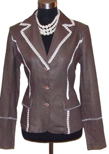 Sao Paulo Suit Jacket Sz 4 Beige Brown White Linen Career Dress Casual S New - Picture 1 of 6