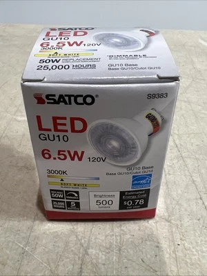 Satco S9383 6.5W = 50W MR16 LED 40° Flood 3000K 120V GU10 Twist & Lock Reflector - Image 1 of 4