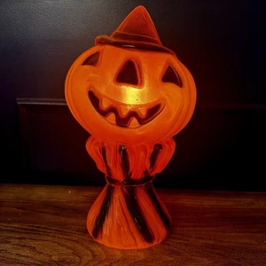 Vintage Empire Halloween Blow Mold 1969 Pumpkin Jack O Lantern Haystack Vintage - Picture 1 of 9