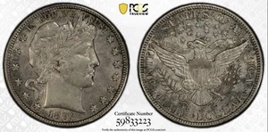 1892-S Mezzo dollaro argento da barbiere PCGS AU55 - Foto 1 di 3