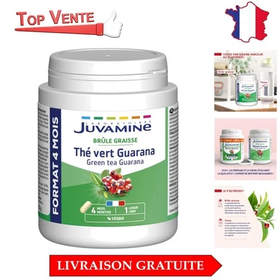 Juvamine Brûle Graisse - 120 Gélules Energétiques Thé Vert et Guarana, 4 Mois - Photo 1/4
