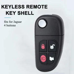 Flip Remote Key Shell Case For Jaguar 2002-2008 4 buttons NHVWB1U241 Uncut Blank - Picture 1 of 7