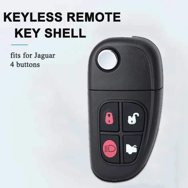 Funda Carcasa Llave Mando a Distancia Abatible para Jaguar 2002-2008 4 Botones NHVWB1U241 Sin Cortar en Blanco Foto 1 de 4