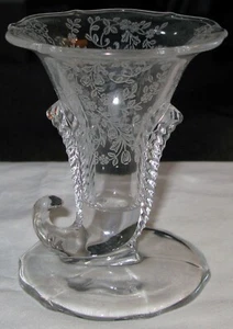 Vintage Duncan & Miller Etched Cornucopia Candlestick Candle Holder - Picture 1 of 6