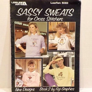 Sassy Sweats Fun 9 Counted Cross Stitch Patterns Crafts - Picture 1 of 6