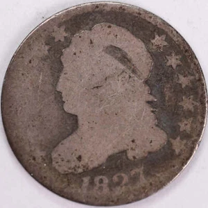 1827 Cap Bust Silver Dime, About Good Circulated Coin, Store #d827.02 - Picture 1 of 2
