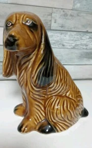 Vintage Keramik sitzender Hund Spaniel Hund Figur Brasilien MSC Handarbeit braun - Bild 1 von 8