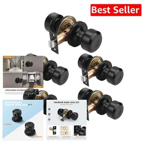 5 Pack Matte Black Door Knobs - Keyless Passage Knobs for Modern Interiors - Picture 1 of 9